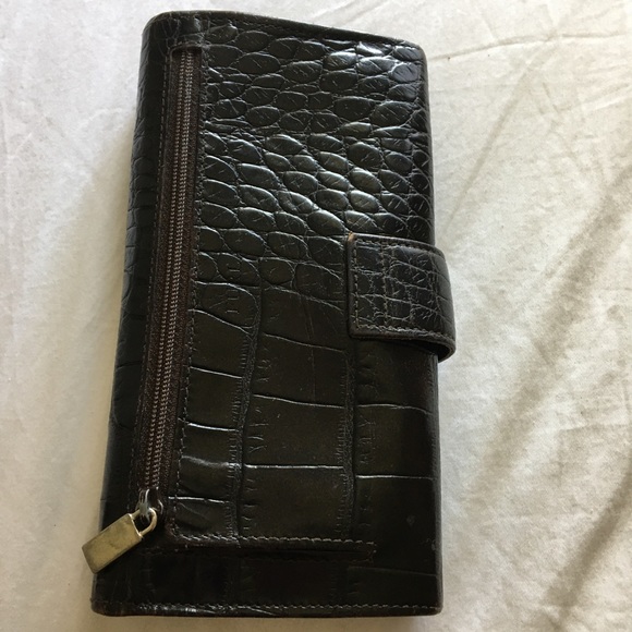 Brown Croc Embossed Furla Leather Wallet - Picture 6 of 7